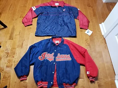 2 Lot Cleveland Indians Jacket Men XL Starter Diamond And New Majestic  • $99.99