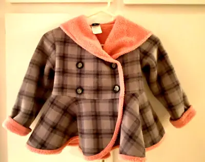 Mack & Co. Fleece Hoodie Jacket Reversible Gray Plaid/Pink Size 3T Toddlers • $10