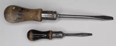 Vintage Yankee No 11 Ratcheting Screwdrivers Wood Handles  Woodworking READ R11 • $19.95