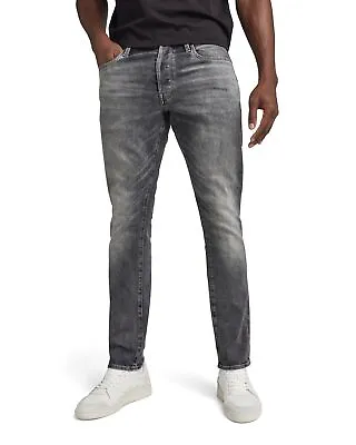 G-Star Mens Jeans 3301 Straight Tapered Elto Black Stretch Grey W34 L32 • $53.12