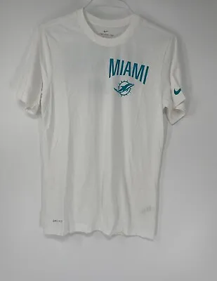 Miami Dolphins All White Nike Dri-fit Shirt W/ Aqua Logo *brand New* • $15