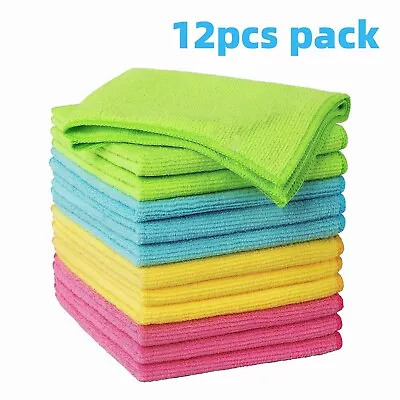 12pcs Soft Microfiber Absorbent Car Washing Cloths Kitchen Cleaning Rag Reusable • $7.99