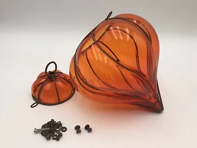 Vintage Hollywood Regency MCM Orange Hanging Swag Light Mid-Century Modern Tear • $199.99