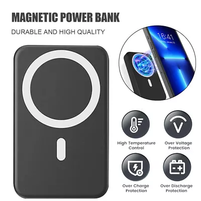 Portable Magnetic Bank Power For IPhone Battery Pack 10000mAh Wireless Charger • £12.95