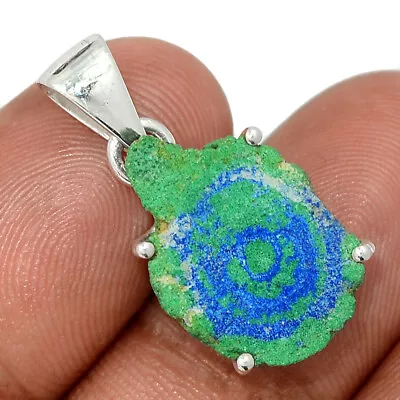 Natural Utah Azurite & Malachite Stalactite 925 Silver Pendant Jewelry CP43747 • $11.99