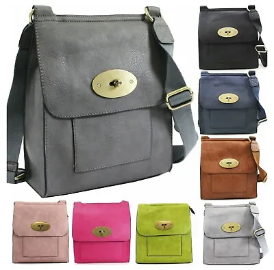 Ladies Flap Crossbody Bag Women's Across Body Metal Twist Shoulder Travel Bag UK • £16.99