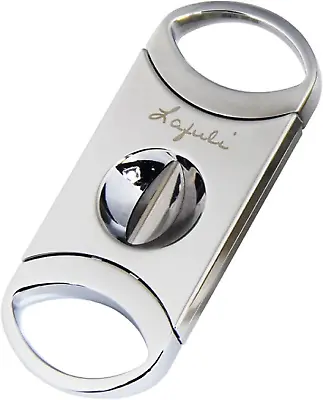 New Silver Cigar V-Cutter Stainless Steel Guillotine Smooth Double Sharp Cut Bla • $23.68