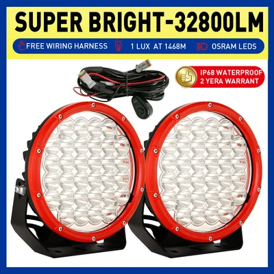 $108.88 • Buy Spotlights OSRAM RED 2  9inch LED Driving Lights Round Truck 4WD Work Headlights