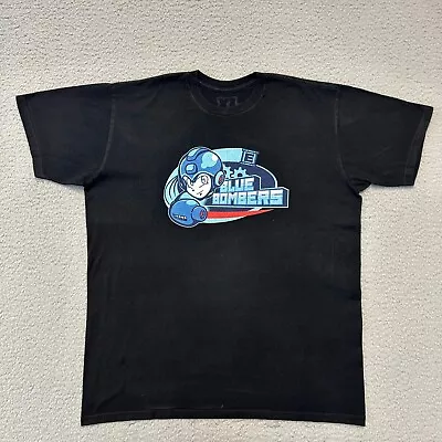 Mega Man Shirt Mens Extra Large XL Black Blue Bomber BustedTees Video Game Japan • $10