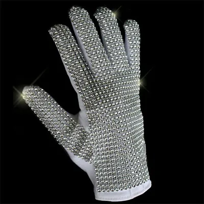 Handmade MJ Michael Jackson Unique Gloves Collection Billie Jean Silver Gloves • $19.89