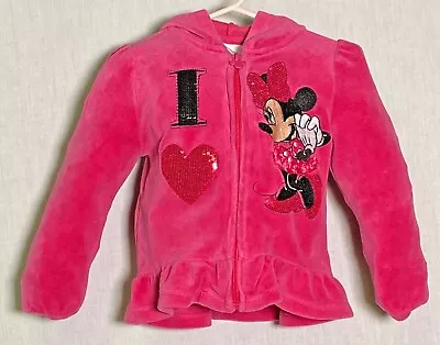 Disney Baby Girls Hoodie With Minnie Mouse Embroidery And Sequins Pink 2T • $15