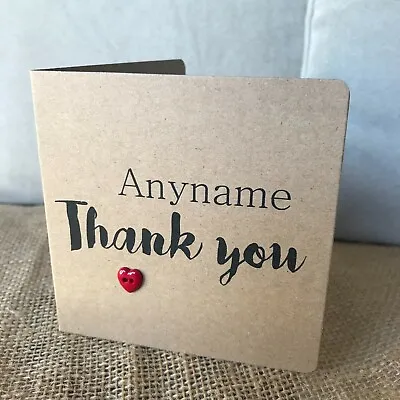 Handmade Personalised Thank You Card (different Heart Colours Available) • £2.50