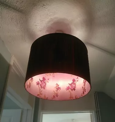 Contemporary Glamorous 45cm Round Ceiling Light Shade In Silk Brown And Mauve • £30