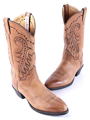 Tony Lama Western Leather Cowboy Boots Brown Men's Size 10.5 D Mexico • $49.95