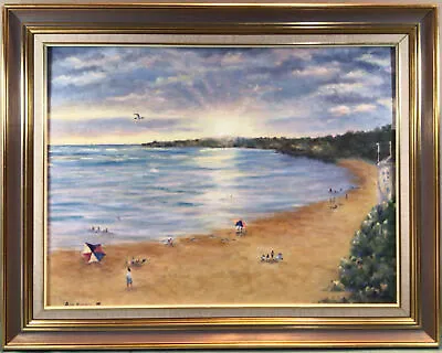 Sam Horrobin 1996 Sitting On Mentone Beach Framed Oil Painting • $122.50