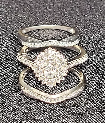 $1999.99 • Buy Zales 14kt White Gold Engagement Ring With Diamonds, 2 Matching Bands  30970-12