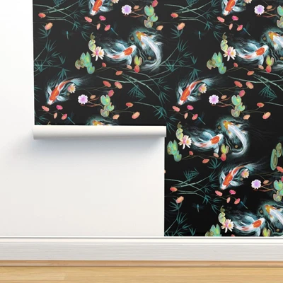 £11.61 • Buy Peel-and-Stick Removable Wallpaper Koi Fish Japanese Oriental Exotic Chinoiserie