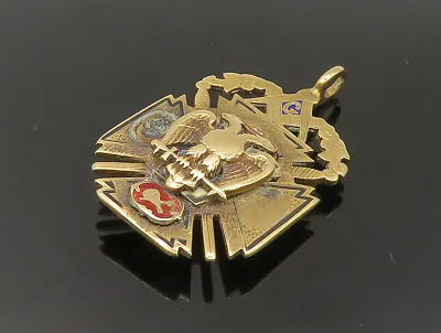 14K GOLD - Vintage Antique Masonic Symbols Locket Pendant (OPENS) - GP277 • $1666.11