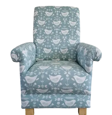 Fryetts Narvik Scandi Fabric Adult Chair Seafoam Duck Egg Armchair Birds Nursery • £220.49
