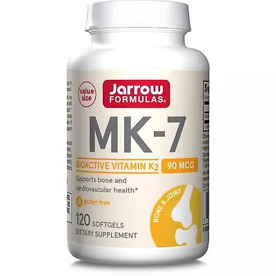 Jarrow Formulas MK-7 90mcg 120 Softgels Supports Bone And Cardiovascular Health • £38.48