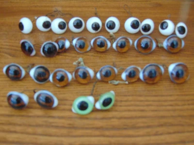 £15 • Buy PAIR ANTIQUE WIRED COLOURED GLASS EYES DOLL TEDDY TAXIDERMY DECOY 20 - 22mm
