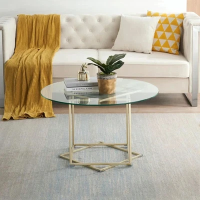 $59.99 • Buy 32  Round Coffee Table Cocktail Tea Sofa Side Table W/ Glass Top For Living Room