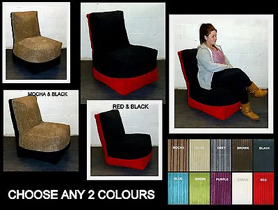 £58 • Buy Washable Two Tone Chunky Jumbo Cord Beanbag Chair Loose Covers Bean Bag Armchair