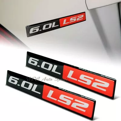 2 X Universal Red / Black 6.0L LS2 Aluminum Adhesive Sticker Decal Emblem Badge • $7.99