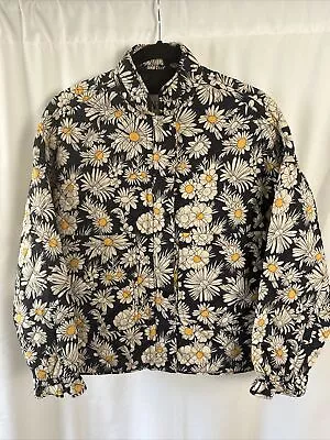 Zara Womens Black Floral Long Sleeve Bomber Jacket Size XS • $29.99