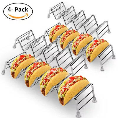 Taco Holder Set Of 4 Premium Stainless Steel Taco Stand Rack For Kids Hard • $24.79