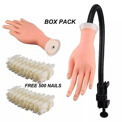 Adjustable Practice Nail Art Trainer Hand Tool Training Model +500 Gel Tip Boxed • £12.34