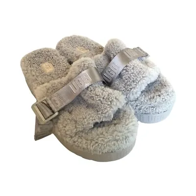 UGG Women's Fluffita Slippers Platform Slides Grey 1113475 • $37.99