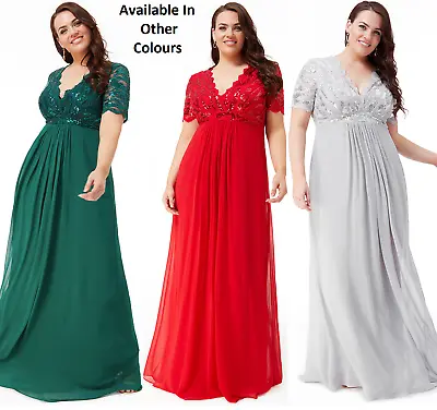 £59.99 • Buy Goddiva Chiffon Lace Sequin Cap Sleeve Long Full Length Maxi Evening Party Dress