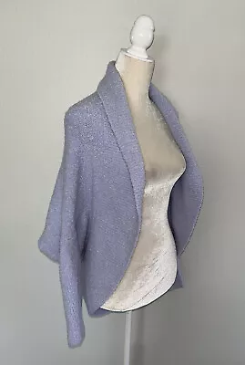 Moda International Lavender Wool Blend Long Sleeve Cocoon Cardigan Sweater S • $22