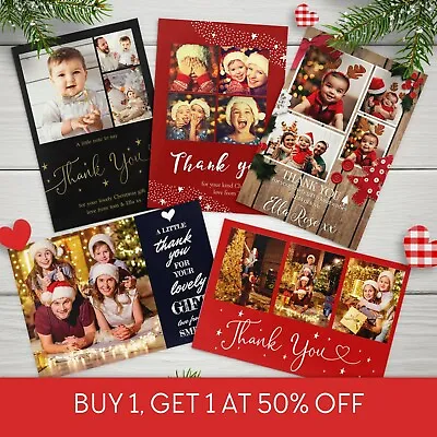 £8.52 • Buy Personalised Christmas Thank You Cards Photo + Envelopes (H6) Packs Of 10