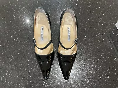 Vintage Original Rare NY Manolo Blahnik Black Patent Mary Janes Size UK 5 • £250