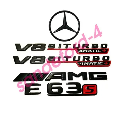 E63S AMG V8 BITURBO 4MATIC+ Rear Star Emblem Black Badge Combo Set Mercedes W213 • $59.99