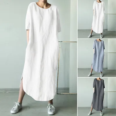 $20.89 • Buy ZANZEA 8-24 Women Short Sleeve Plus Size Abaya Caftan Kaftan Long Maxi Dress