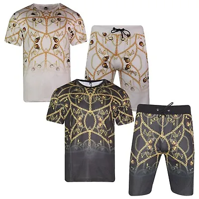 Mens Polyester T Shirt + Shorts Set HIGH FASHION Tracksuit Set Summer Comfort • £49.99