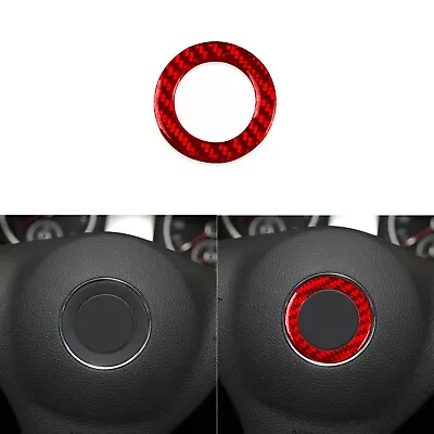 Red Carbon Fiber Steering Wheel Logo Ring Cover Trim For Volkswagen Tiguan 10-19 • $7.99