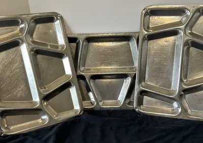 Lot Of 3 Vintage Carrollton USN Military Stainless Steel Divided Chow Food Trays • $30