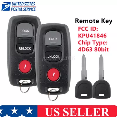 2 Set Remote Control Key Fob For Mazda 3 2004 2005 2006 KPU41846 • $29.99