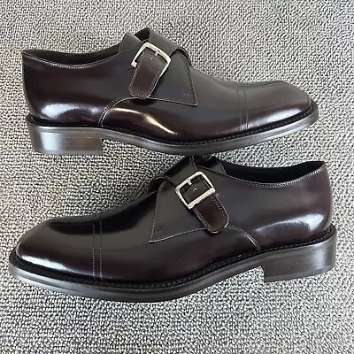 Mercanti Fiorentini Monk Strap Dark Burgundy Leather Dress Shoes Men's Size 10.5 • $129.99