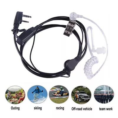 2 Pin Security Air Tube Headset Covert Earpiece Mic Talkie Radio Kenwood Baofeng • £4.69