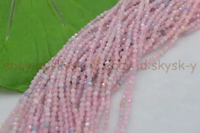 Genuine Natural Morganite 2mm Pink Faceted Gemstone Round Loose Beads 15.5  AA • $4.49