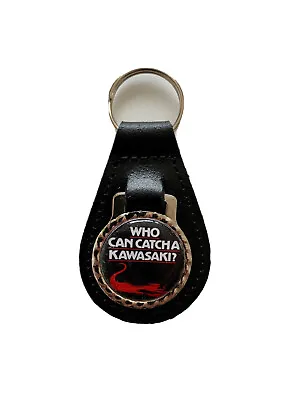 Black  Leather Keyring/ Fob Depicting Kawasaki Promotional Image • £6.40