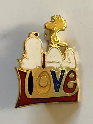 Vintage Aviva Peanuts Snoopy And Woodstock LOVE Lapel Pin Brooch • $14