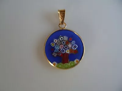 Millefiori Pendant Original Murano Glass Jewelry Tree Of Life Unique Ø18 MM • £16.79