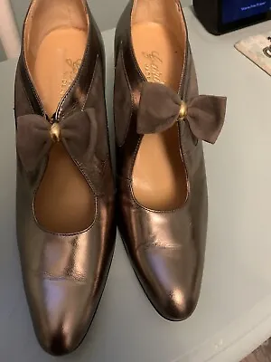 £10 • Buy Bronze Leather /suede Italian Shoes With Bow Detail Size 40
