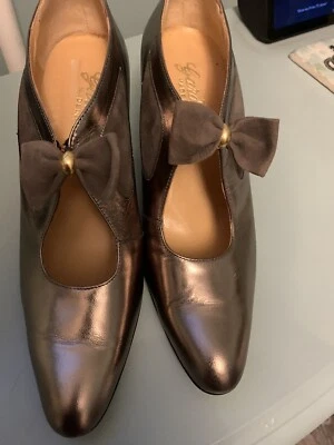 £10 • Buy Bronze Leather /suede Italian Shoes With Bow Detail Size 40